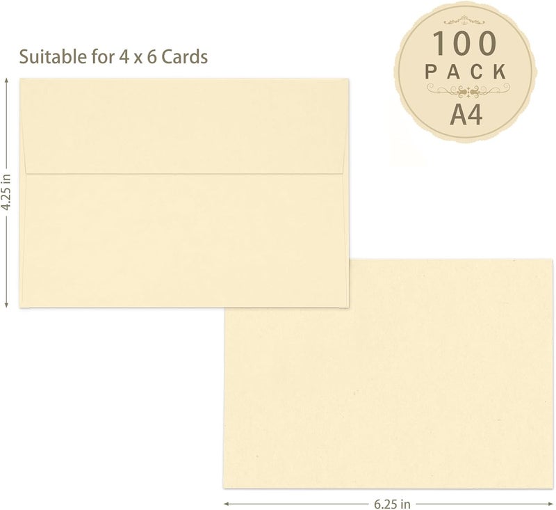 Goefun 100 عبوة أظرف كريمة A4 4x6 ذاتية الإغلاق، 4.25 x 6.25 أظرف دعوات قابلة للطباعة 120 GSM لبطاقات التهنئة، الصور، حفلات الزفاف، التخرج، حفلات استقبال المواليد - Image 2
